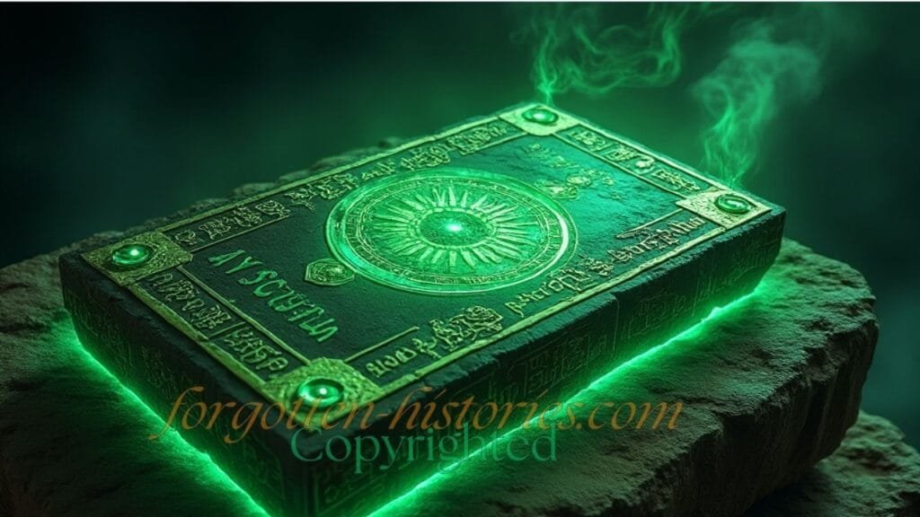 Image depicting a green glowing emerald tablets